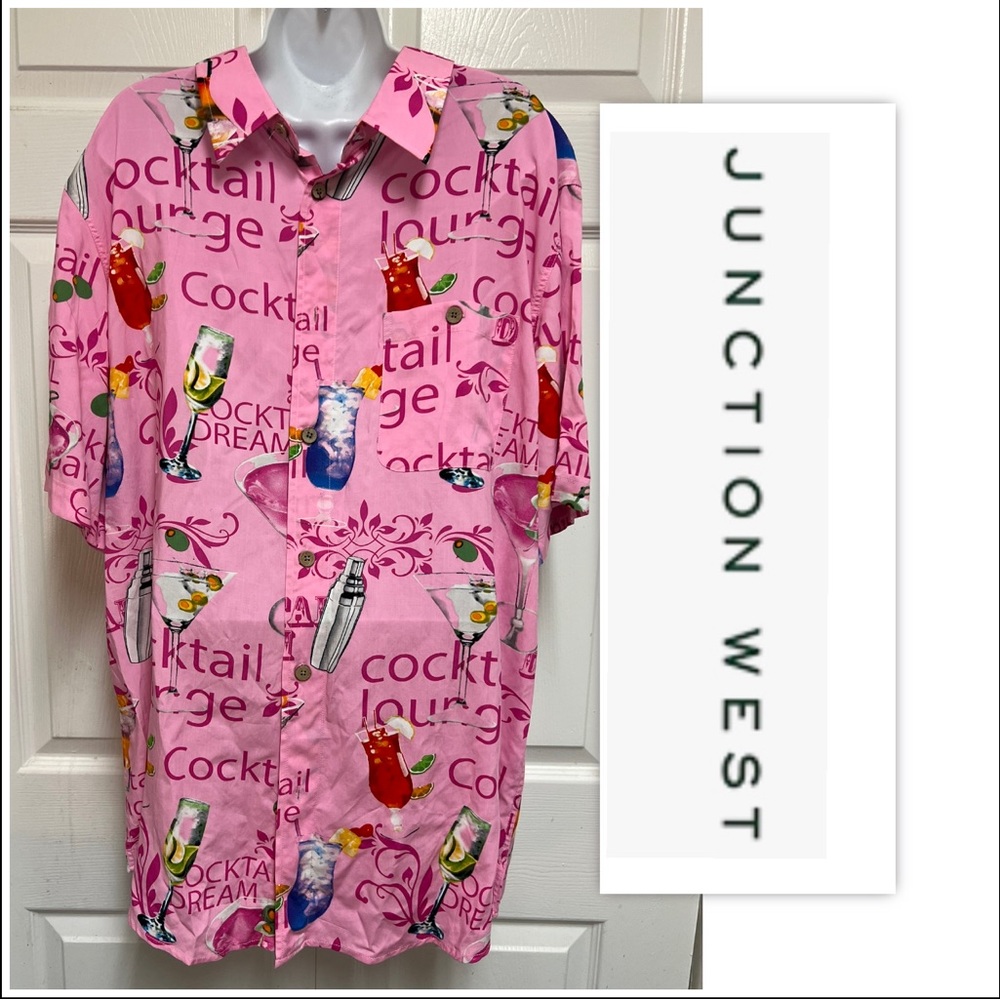 Junction West Hot Pink Cocktail Drink Button Up Shirt